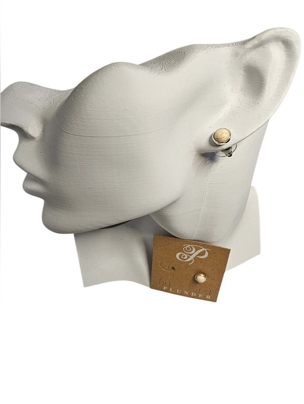 Plunder Cream and Gold Disc Stud Earrings